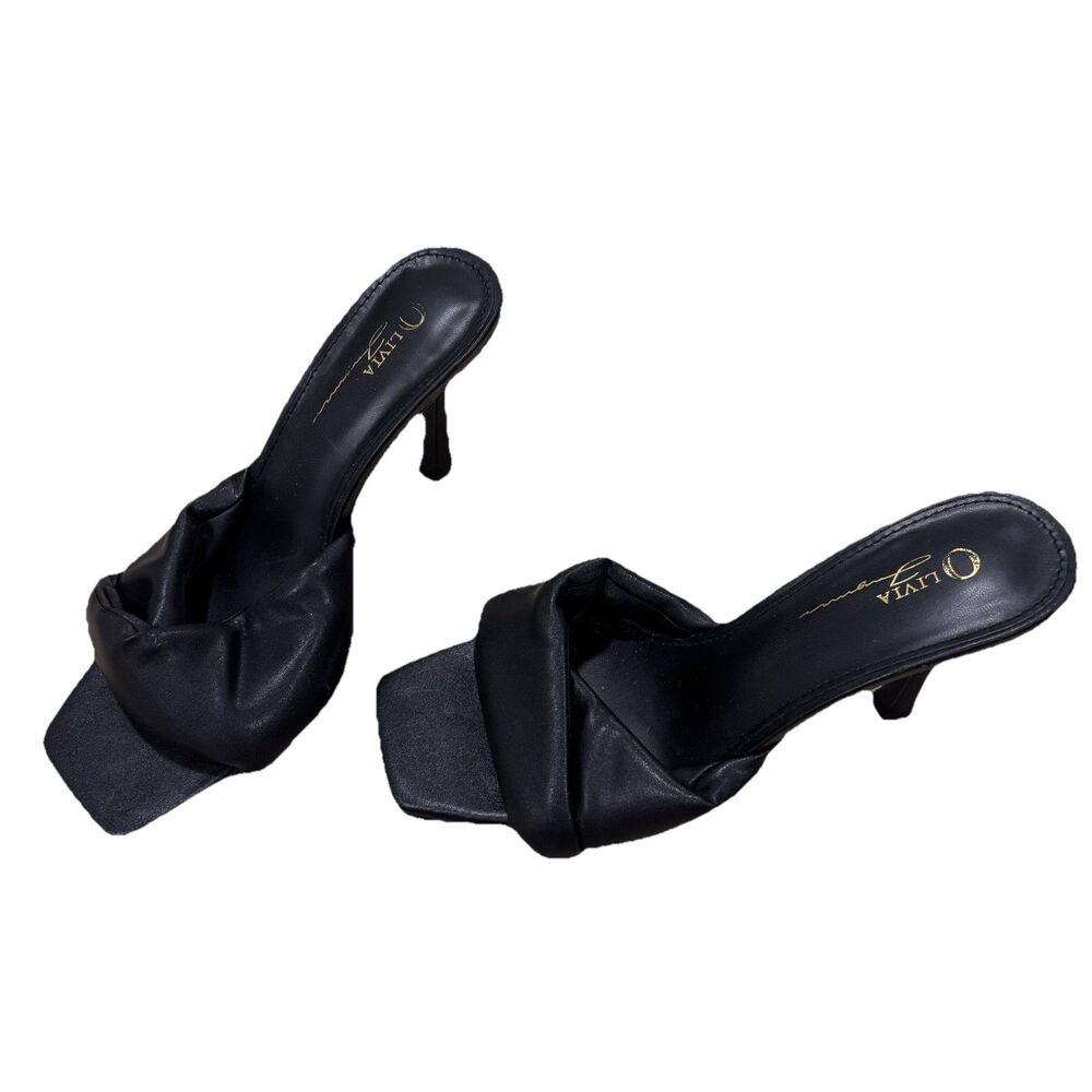 Olivia Jaymes Black Slip On Heel Womens Stiletto Shoe Size 8 Sandal